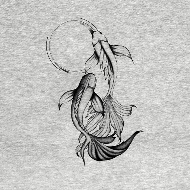 Koi fish couple | Enso circle | Love dance | Feng shui by ZuskaArt